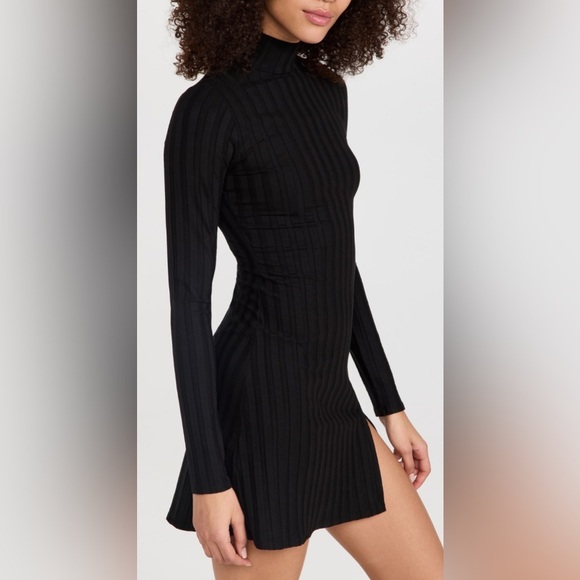 Reformation Libra Ribbed Knit Mini Dress Black Size Medium - Picture 1 of 10